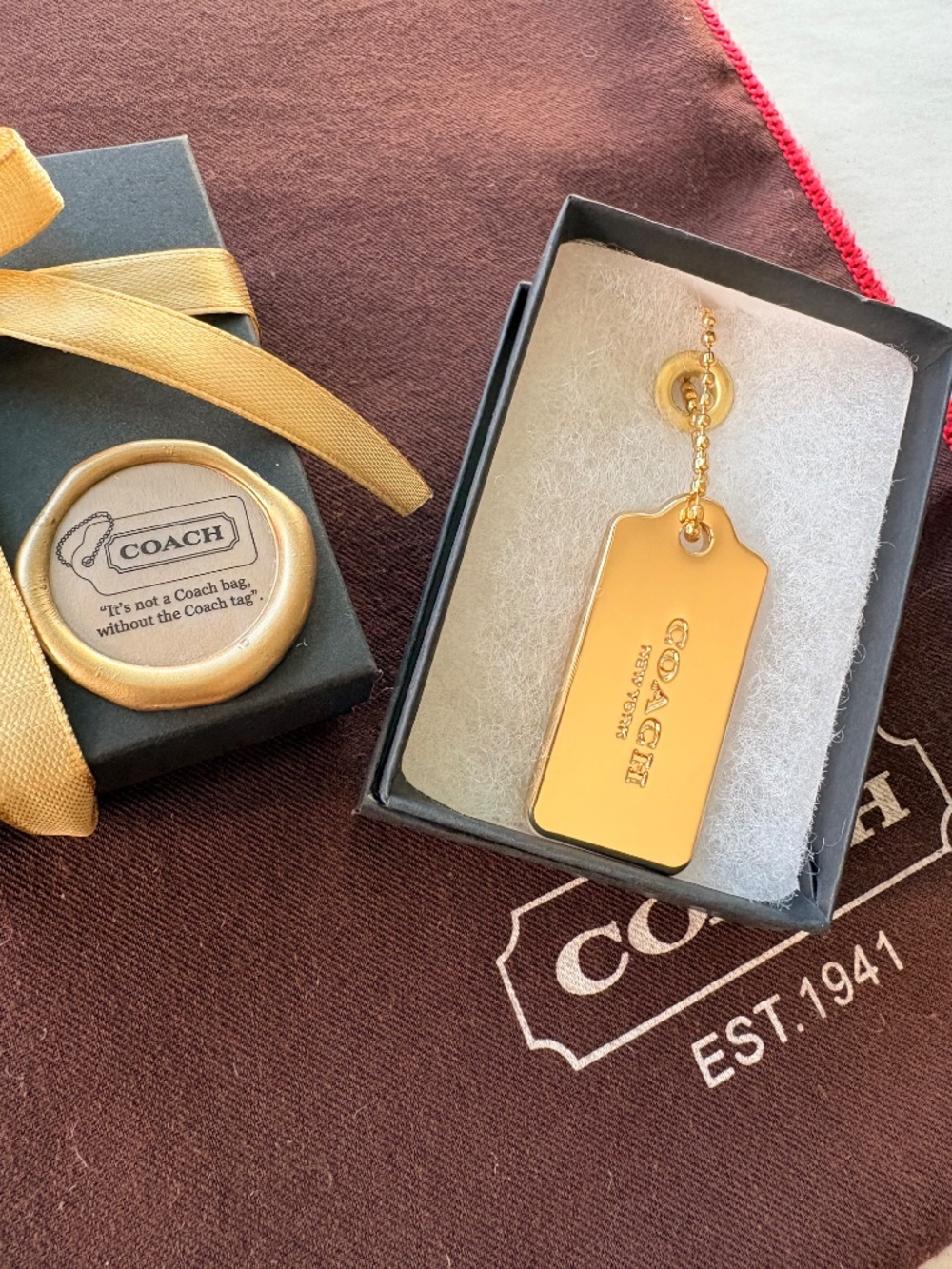 NEW Coach 2” SOLID Heavyweight Gold-Tone Metal Hang Tag Replacement Bag Charm - Picture 14 of 15